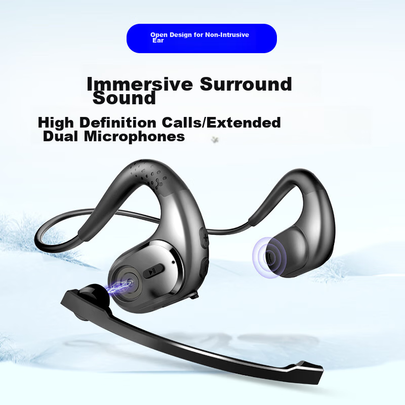 Masentek G9 Wireless Bluetooth Headset with Microphones, Open-Ear Design, Bone Conduction Concept, Neckband Style, Dual Microphones, Noise Reduction for Calls, Sports-Friendly, Non-Drop, Suitable for Running, Listening to Music, And Gaming