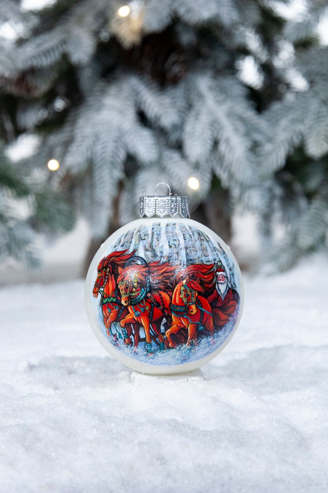 Елочная новогодняя игрушка коломеев Тройка лихая, 100 мм, в подарочной упаковке