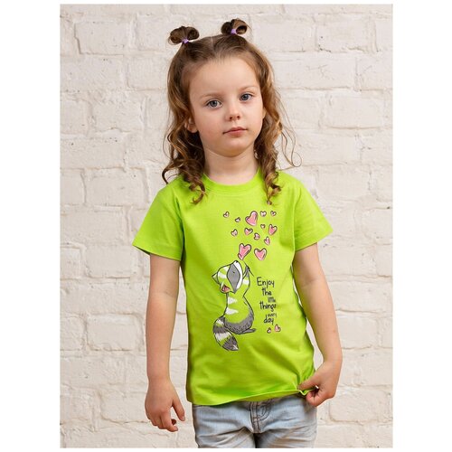 Футболка для девочки MOR, MOR-115810/зеленый, размер 104 - 110
