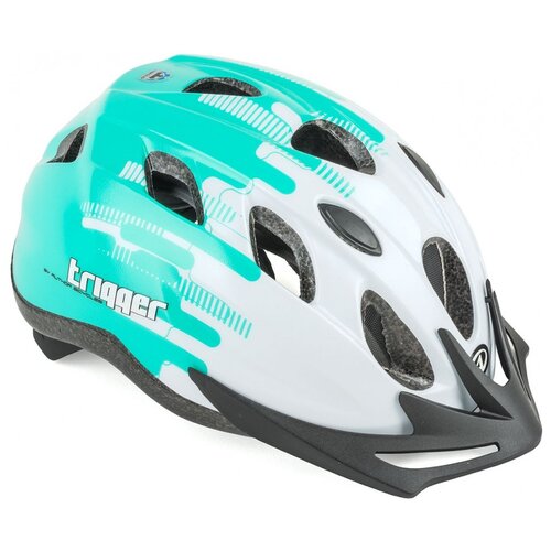 фото Шлем 8-9090014 с сеточкой trigger 174 grn inmold подростковый 12 отверстий, бело-зеленый 52-56см author