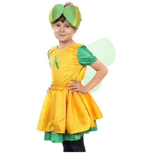 фото Карнавальный костюм детский "стрекоза", праздничный наряд для девочки (кофта с крыльями, юбка, шапка), 5-7 лет, рост 122-134 см бока