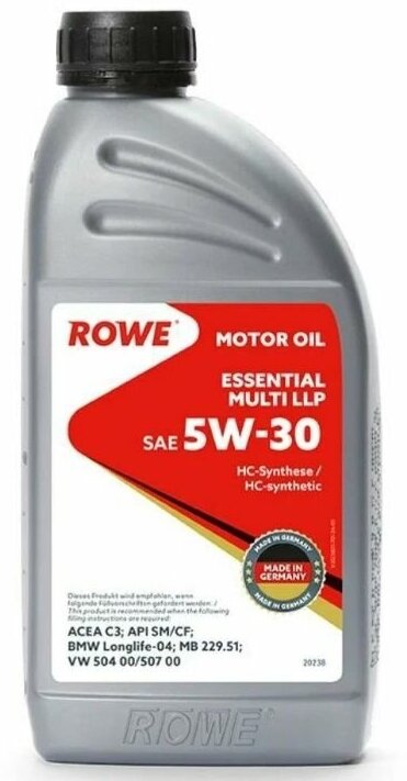 Масло Rowe 5/30 Essential Multi LLP C3, SM/CF BMW Longlife-04, MB 229.51, VW 504/507 синт 1 л