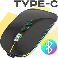 Мышь беспроводная М103, Bluetooth 5.1 + Nano USB, Зарядка Type-C Компьютерная мышка с RGB подсветкой, бесшумная мышка с Аккумулятором