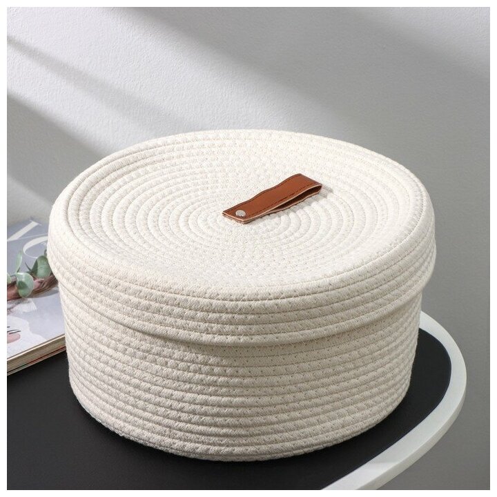 фото Корзина для хранения плетёная Доляна «Бэлл», 32×32×16 см, большая, цвет белый