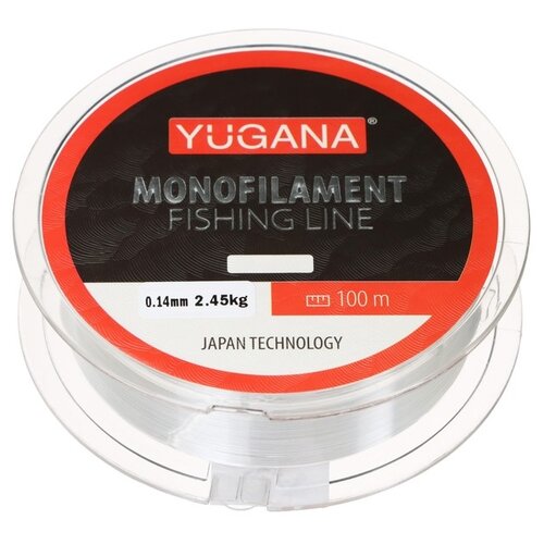 фото Монофильная леска yugana monolite d=0.14 мм, 100 м, 2.45 кг, прозрачный, 1 шт.