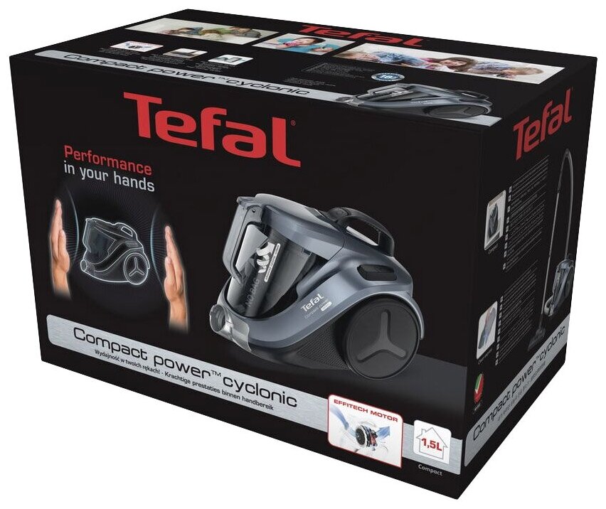 Пылесос TEFAL TW3796EA, 750Вт, черный/голубой - фото №3