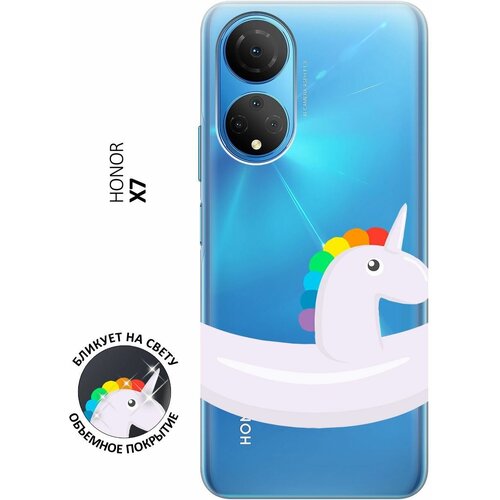 Силиконовый чехол с принтом Unicorn Swim Ring для Honor X7 / Хонор Х7 силиконовый чехол с принтом unicorn swim ring для honor x7 хонор х7