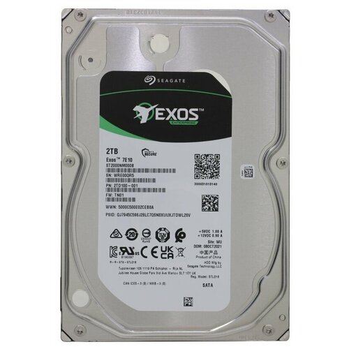 Жесткий диск Seagate Exos 7E10 2 ТБ ST2000NM000B seagate жесткий диск hdd sata seagate 2tb st2000nm000b exos 7e10 7200 rpm 256mb buffer 512n аналог st2000nm000b