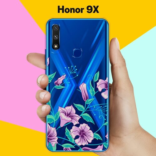 Силиконовый чехол Фиолетовые цветы на Honor 9X силиконовый чехол цветы фиолетовые на honor 9c