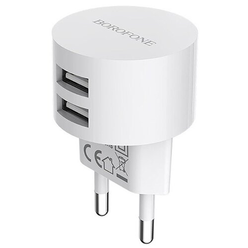 фото Сетевое зарядное устройство 2xusb borofone ba23a brilliant - белое