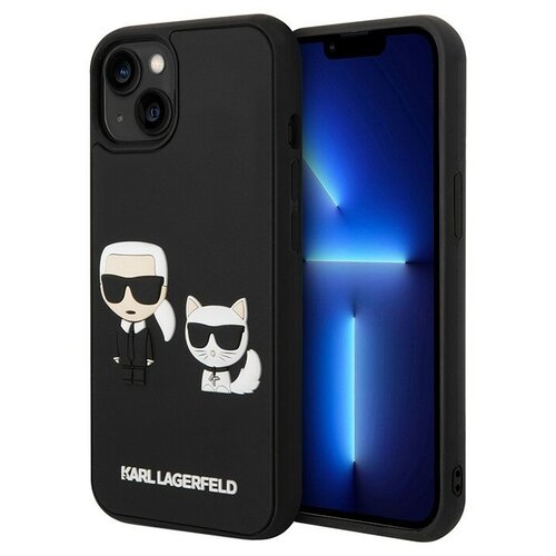 Чехол Karl Lagerfeld для iPhone 14, 3D-резина Karl and Choupette черный чехол karl lagerfeld 3d rubber karl and choupette hard для iphone 14 цвет черный klhcp14s3drkck