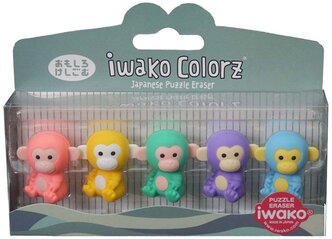 IWAKO Набор ластиков Colorz Monkey ассорти