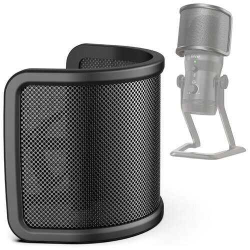 Универсальный поп-фильтр с металлической сеткой Fifine U1 для конденсаторных микрофонов (Pop-filter для микрофонов всех популярных брендов, Black)