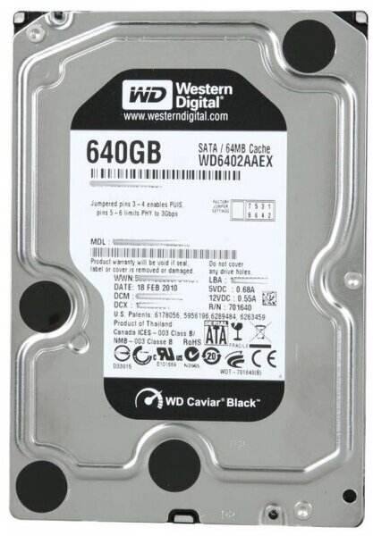 Жесткий диск Western Digital WD6402AAEX 640Gb SATA 3.5" HDD