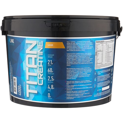 фото Гейнер rlinesportnutrition titan creatine, 4000 г, банан