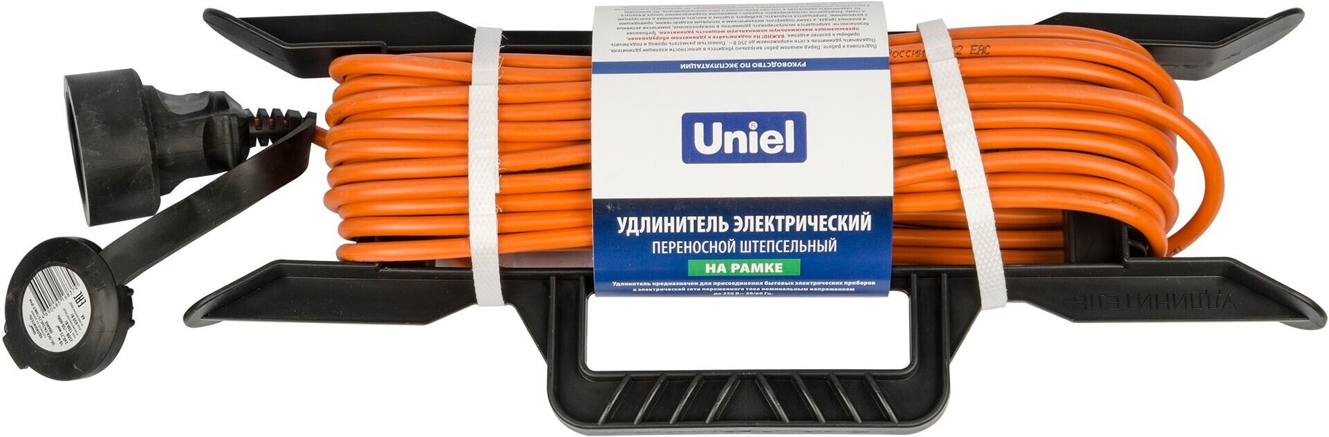 UG -UCK-1N-2x1.00-30M-F IP44 ORANGE Удлинитель силовой на рамке. б-з. 1гнездо. 30м ПВС 2х1.00. 10A. Оранжевый. UL-00009869