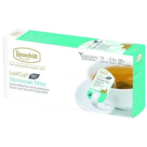 Чай зеленый Ronnefeldt LeafCup Moroccan Mint в пакетиках, мята, 15 пак.