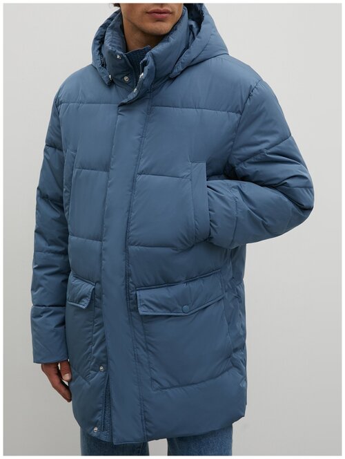 Куртка FiNN FLARE, демисезон/зима, силуэт прямой, утепленная, внутренний карман, капюшон, карманы, размер XXL INT, голубой