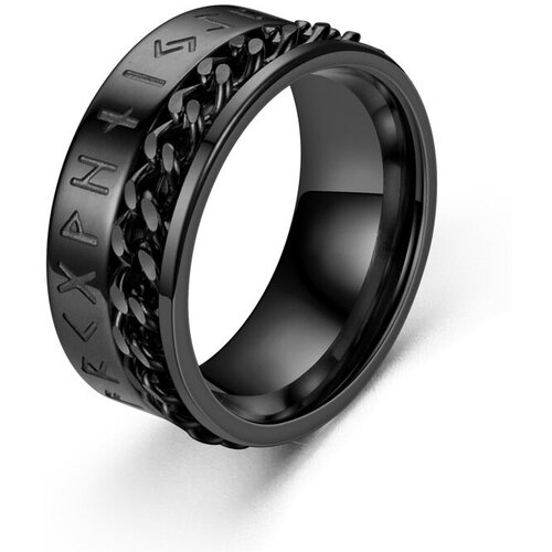 фото Славянский оберег, кольцо-кулон, нержавеющая сталь, гравировка, размер 23, черный нет бренда