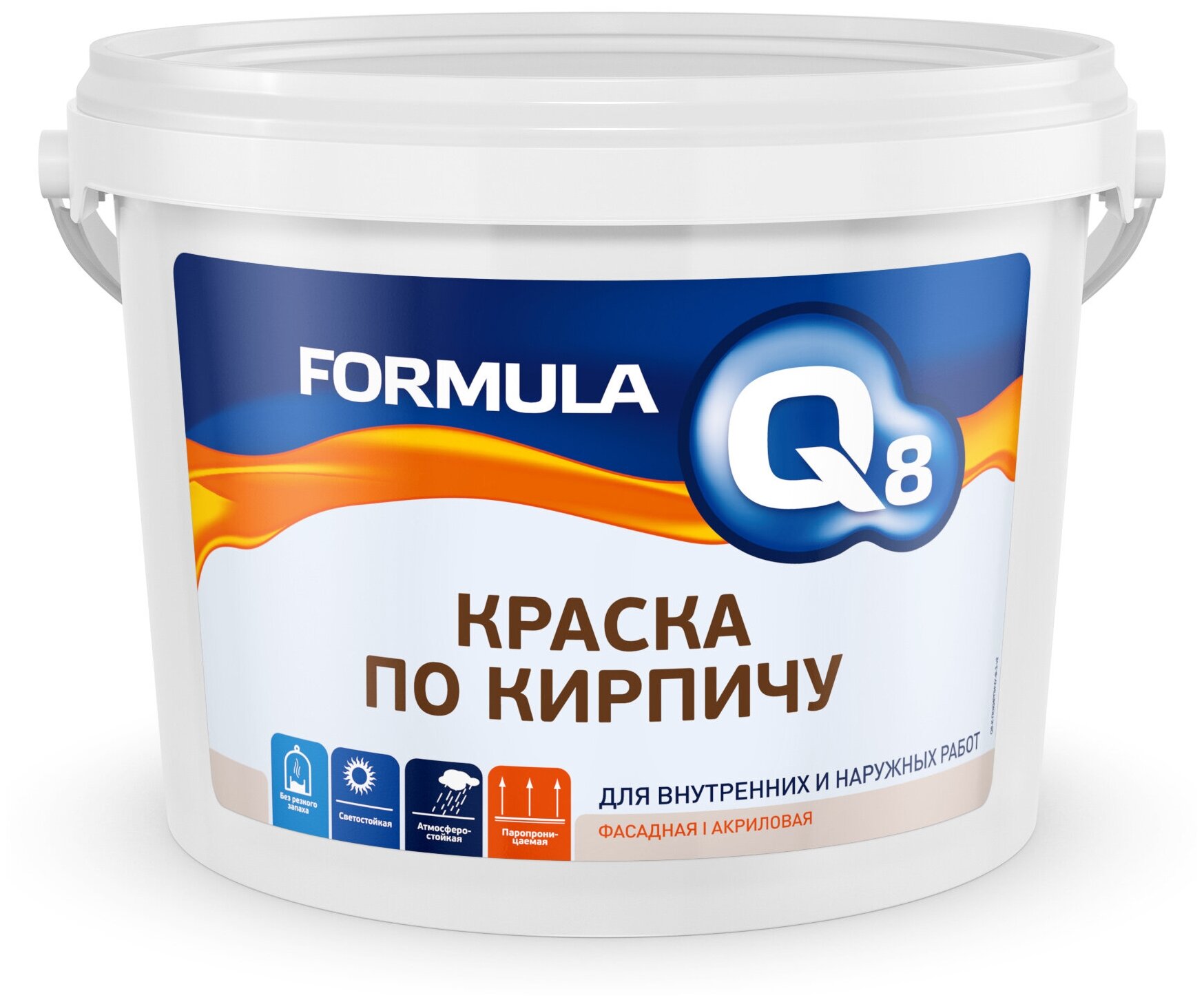 Краска воднодисперсионная, Formula Q8, фасадный по кирпичу, матовая, красно-коричневая, 2.4 кг