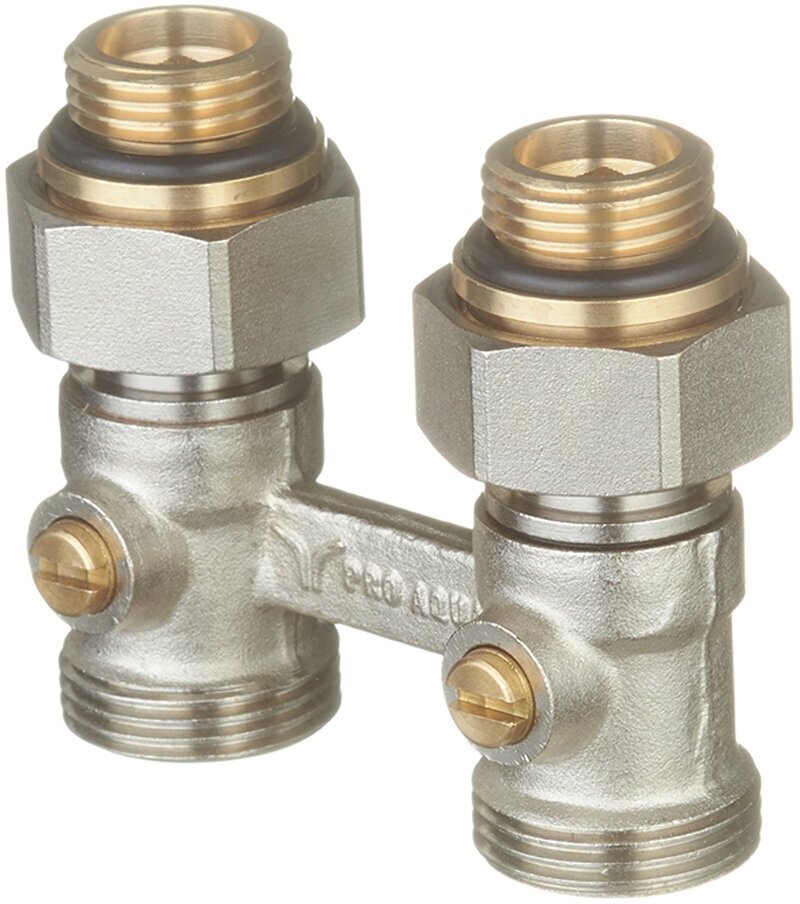 фото Узел нижнего подключения прямой H-образный 1/2 НР(ш) х 3/4 EK для радиатора под евроконус