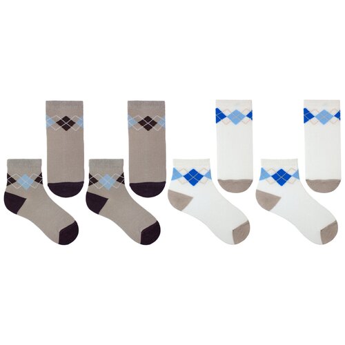 фото Носки капризуля комплект из 4 пар, размер 16 (14-16), бежевый/одуванчик