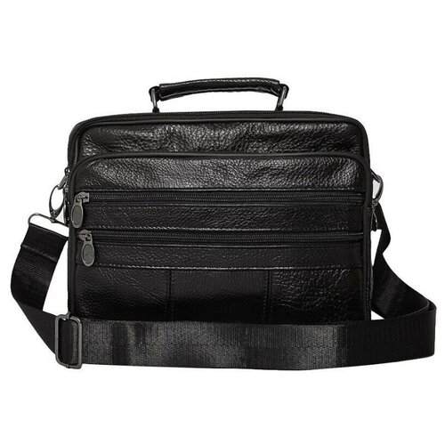 Сумка барсетка FOROF, фактура тиснение, черный