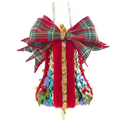 ФИЛИГРИС Набор для творчества, Елочная игрушка Колокольчик Тартан,  FS-121 красный/зеленый
