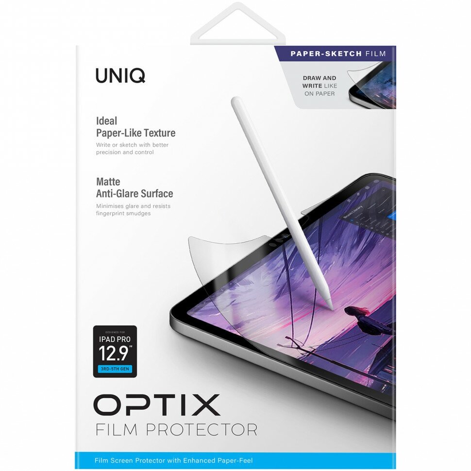Защитное стекло Uniq OPTIX для iPad Pro 12.9 (2018/21/22) прозрачное