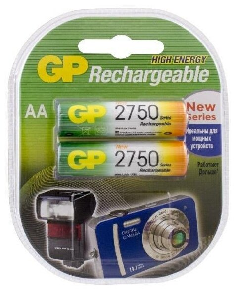 Аккумулятор Ni-Mh 2750 мА·ч 12 В GP Rechargeable 2750 Series AA