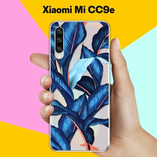 Силиконовый чехол Синие листья на Xiaomi Mi CC9e
