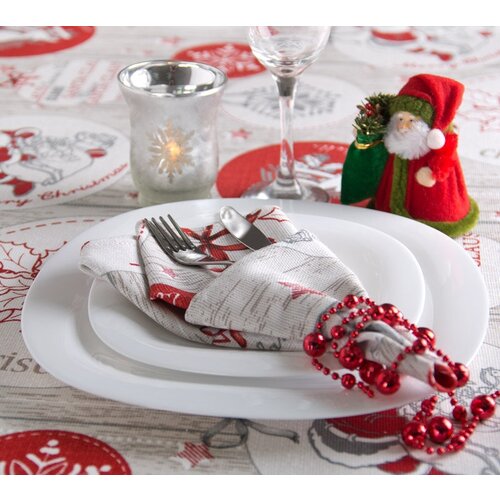 Новогодняя скатерть на стол праздничная «Рождество 1» 120х145 (1 шт) с салфетками 40х40 (4 шт)