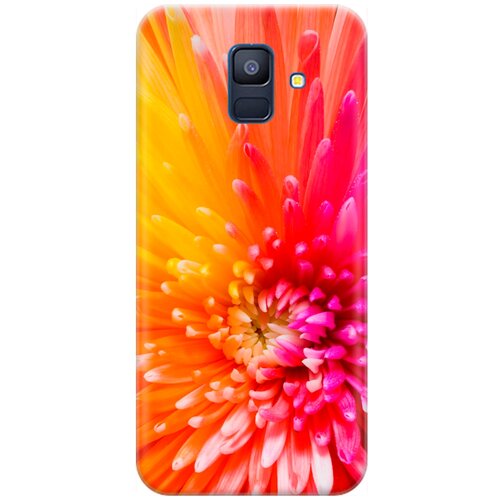 фото Ультратонкий силиконовый чехол-накладка для samsung galaxy a6 (2018) с принтом "розовая хризантема" gosso