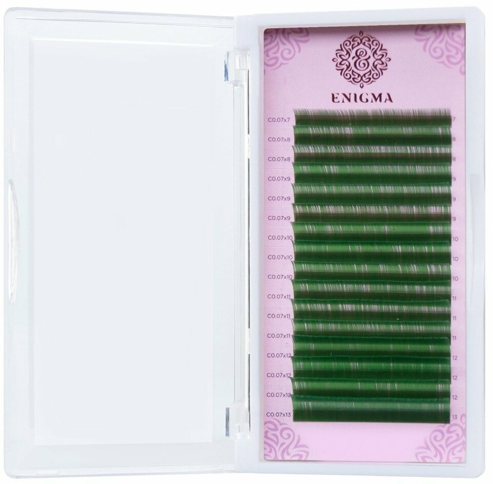 Ресницы Зеленые ENIGMA, С+, 0.07, 7-13 mm, 16 линий