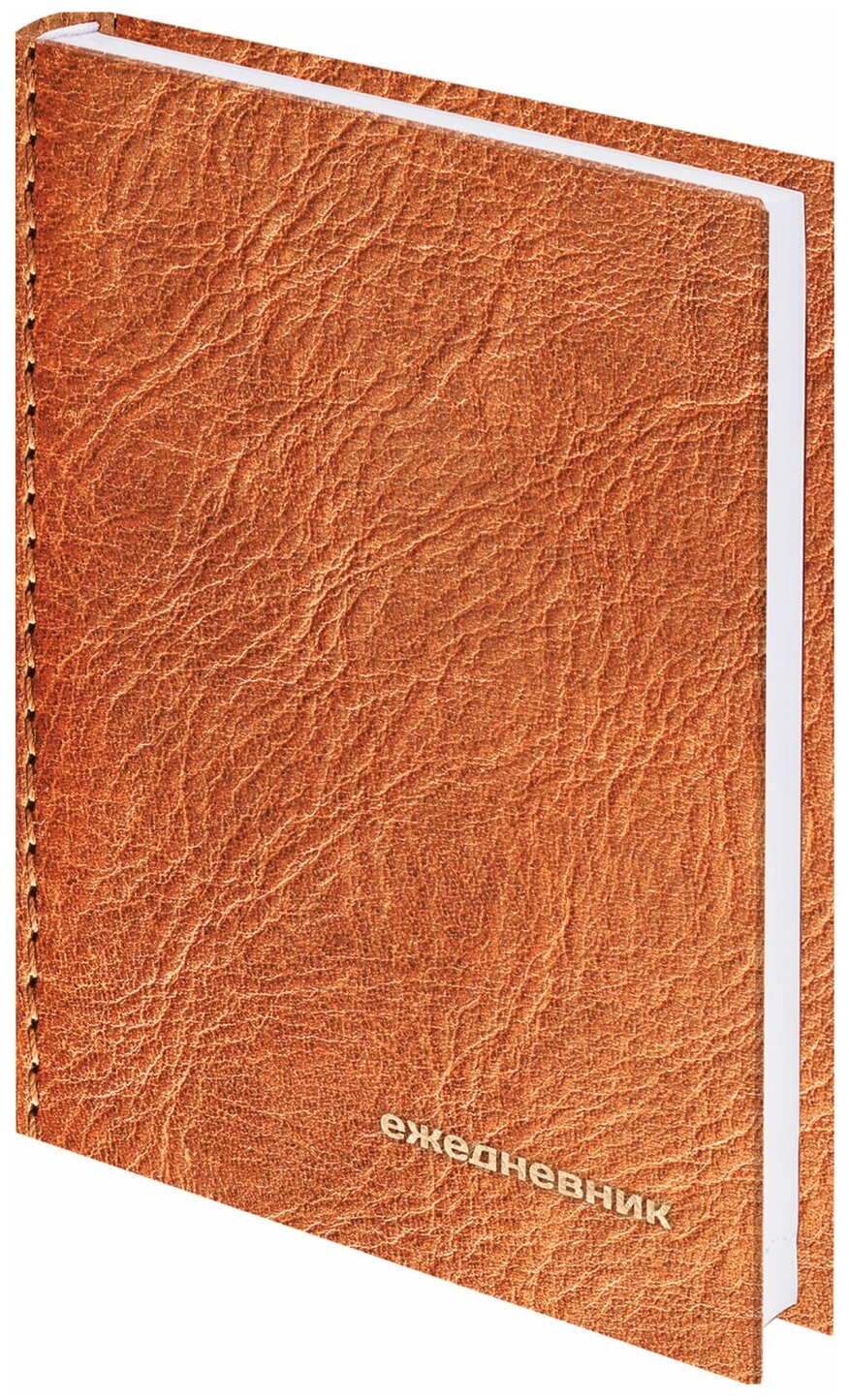 Ежедневник BRAUBERG Кожа недатированный, искусственная кожа, А5, 192 листов, коричневый
