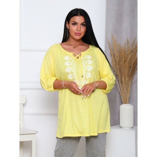 Туника вискоза, дышащий материал, размер 54, желтый