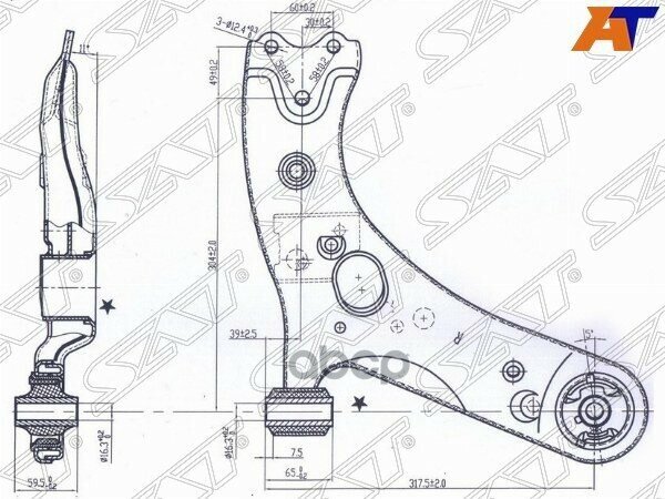 Рычаг Нижний Toyota Prius 12-/Corolla/Rumion/Mark X/Auris/Blade/Scion/Zelas/Lexus Hs250h 06- Rh Sat арт. ST-48068-12300