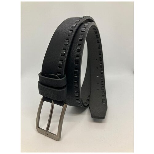 фото Ремень черный из натуральной кожи с черным шнуром россия