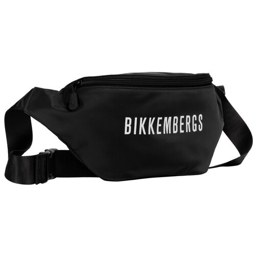 Сумка поясная BIKKEMBERGS, фактура гладкая, черный сумка bikkembergs фактура тиснение черный