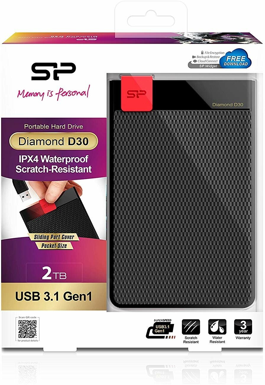 2 ТБ Внешний HDD Silicon Power Diamond D30 (D3S), черный - фотография № 6