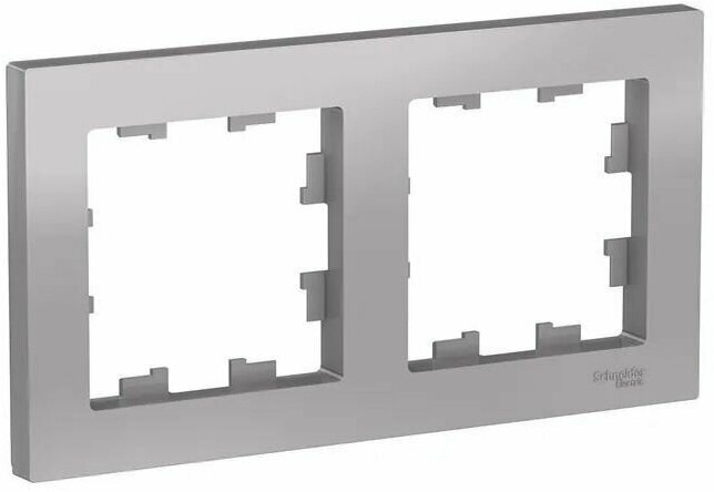 Рамка для розетки выключателя двойная Schneider Electric (Systeme Electric) Atlas Design Антибактериальное покрытие алюминий ATN000302 3шт - фотография № 1