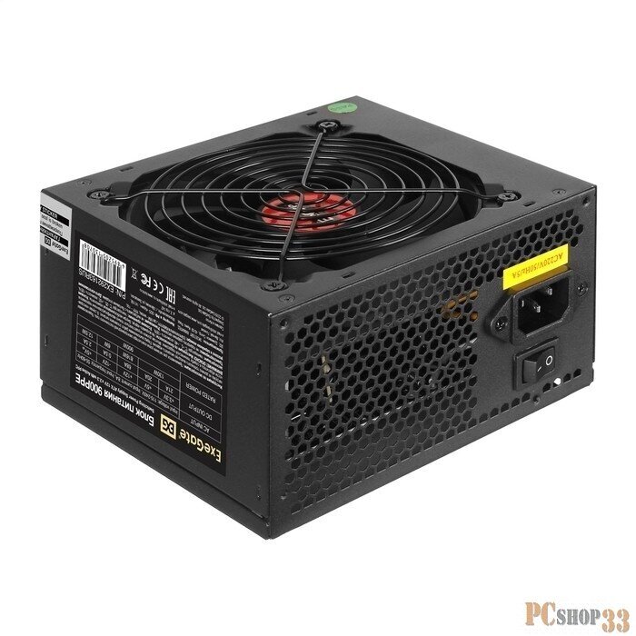 Блок питания 900W ExeGate 900PPE (ATX APFC PC КПД 80% (80 PLUS) 12cm fan 24pin 2x(4+4)pin PCIe 6xSATA 4xIDE black кабель 220V в комплекте)