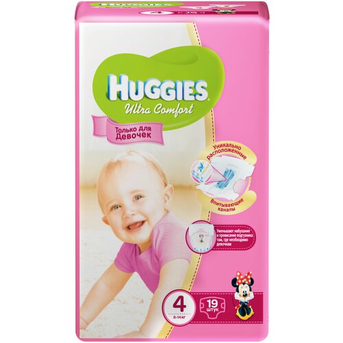 Huggies подгузники Ultra Comfort для девочек 4 (8-14 кг), 19 шт.