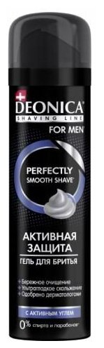 DEONICA FOR MEN Гель для бритья Активная защита с черным углём 200мл 4650056499288