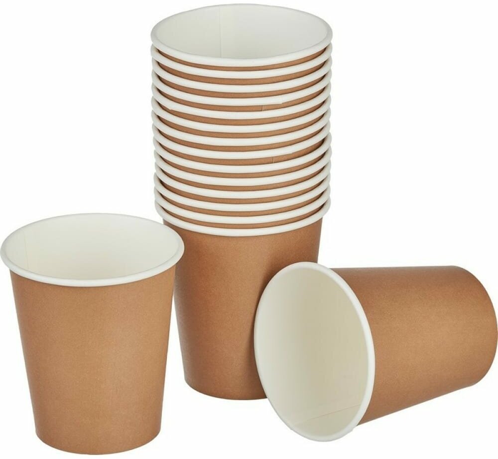 Одноразовый бумажный стакан Комус 200 мл коричневый 50 штук в упаковке Стандарт 998183