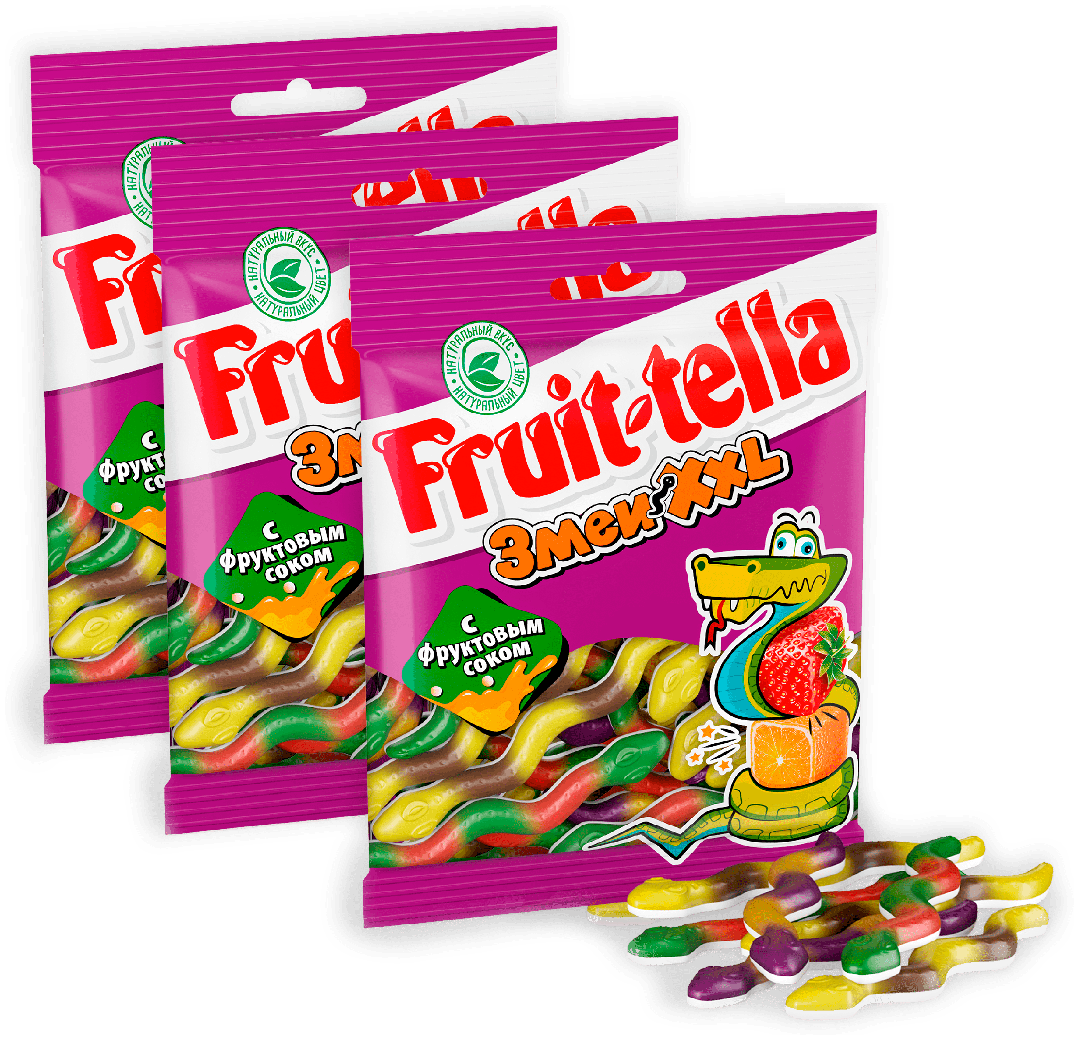 Жевательный мармелад Fruittella Змеи XXL, 3 шт по 70г - фотография № 7