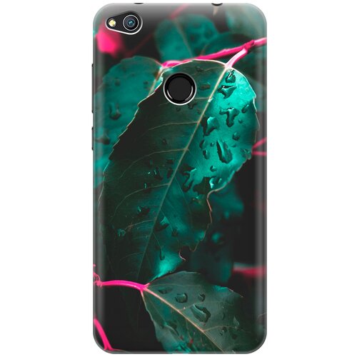 фото Re:pa накладка transparent для honor 8 lite / huawei p8 lite (2017) с принтом "капли на листьях"
