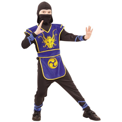 фото Костюм пуговка ниндзя (2053 к-18), черный/синий, размер 140