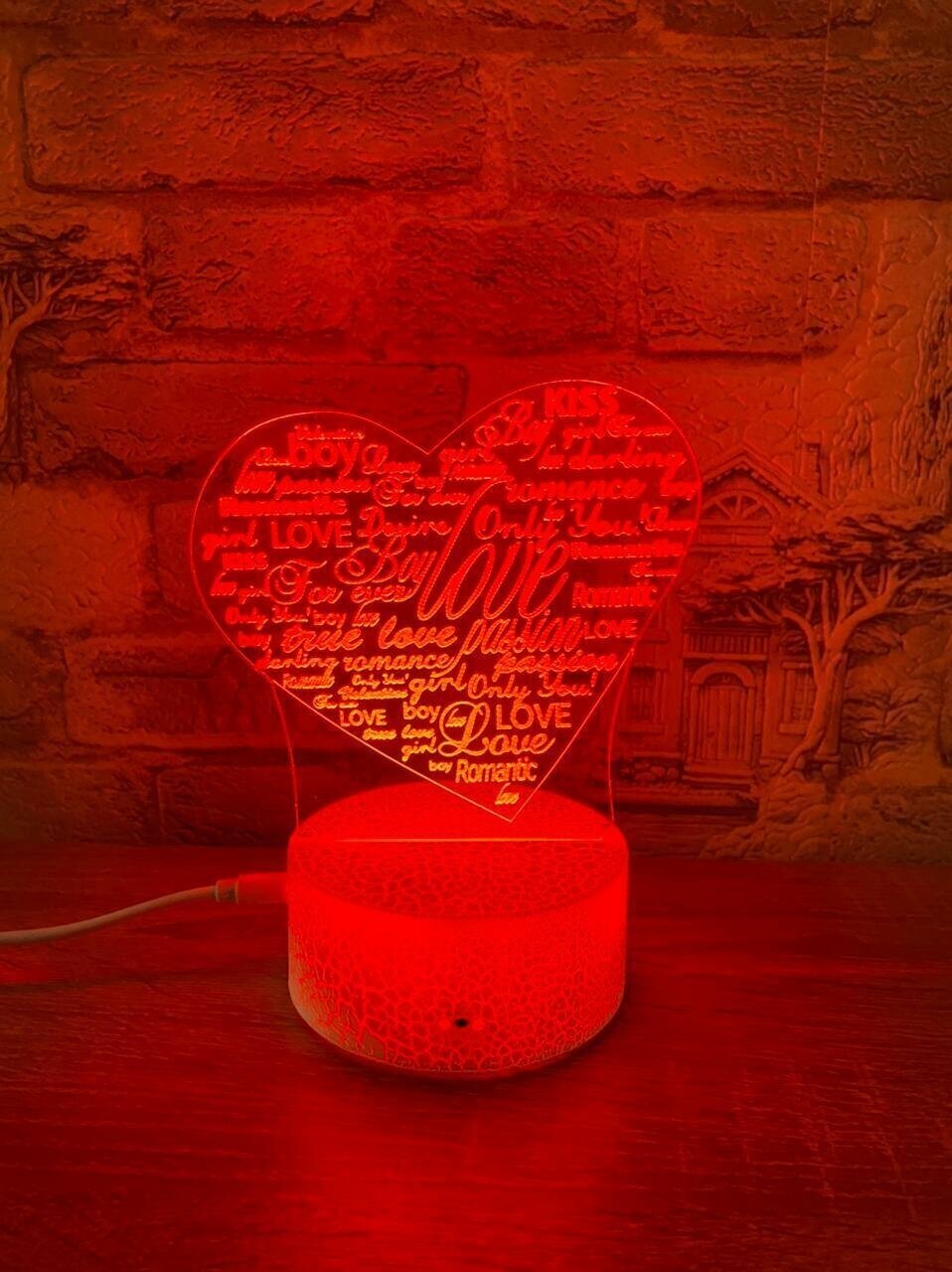 3D Светильник сердечко LOVE