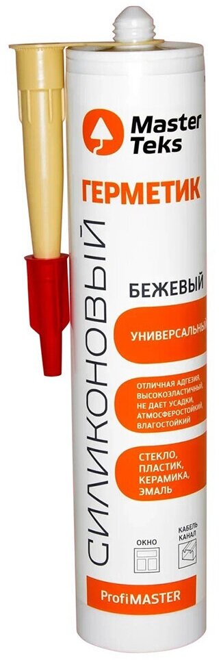 фото Герметик силиконовый универсальный MasterTeks Profimaster 9781645, 290 мл, бежевый